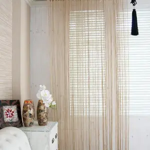 Бежевые нитяные шторы