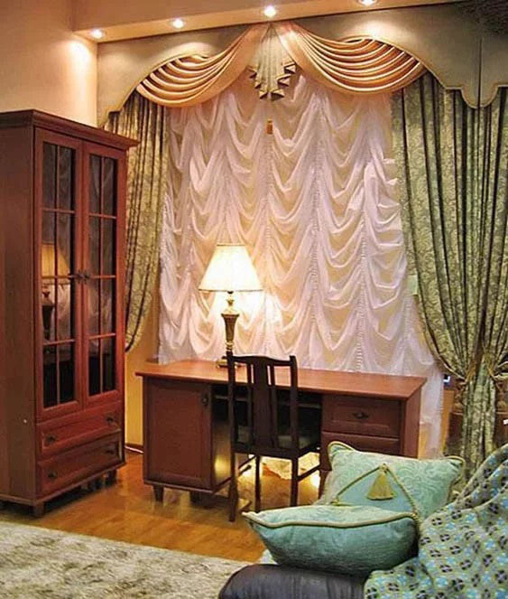Французские шторы в кабинет пошив на заказ в Москве , цены на пошив - студия текстильного декора "Амели"